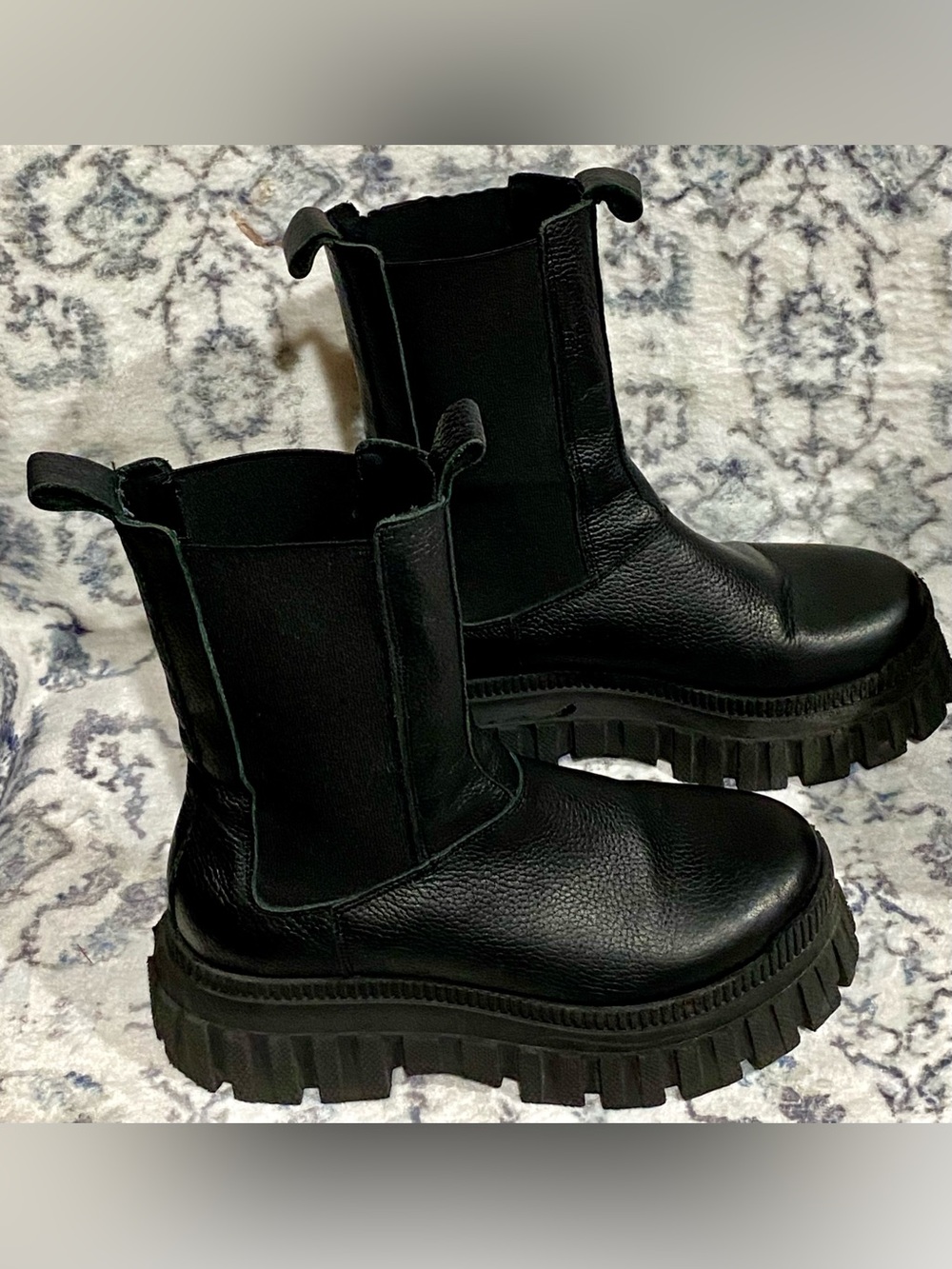 ASOS Design Leather Black Chunky Lug Chelsea Moto Boots Made in Spain Sz.8 EU 39 - Picture 4 of 13